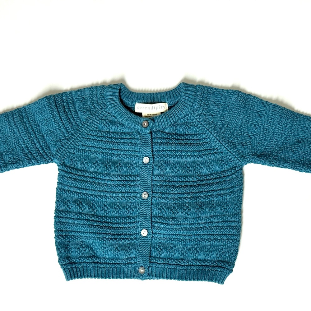 Teal Button-Up Knit Cardigan